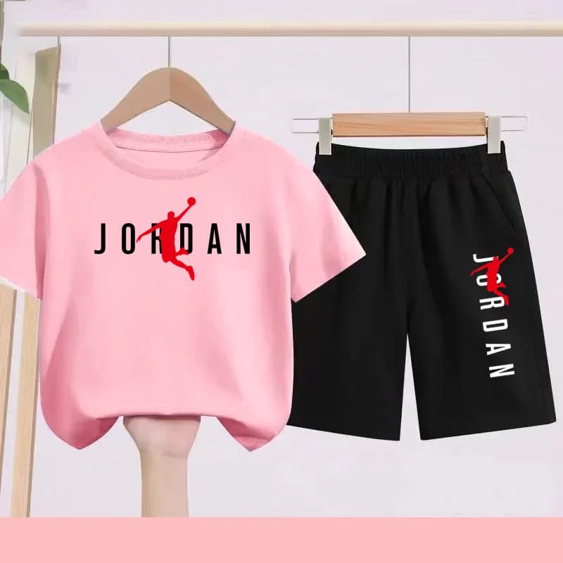Ensemble robe et short d'été noir et blanc pour enfants, adapté aux enfants de 3 à 12 ans, avec moti