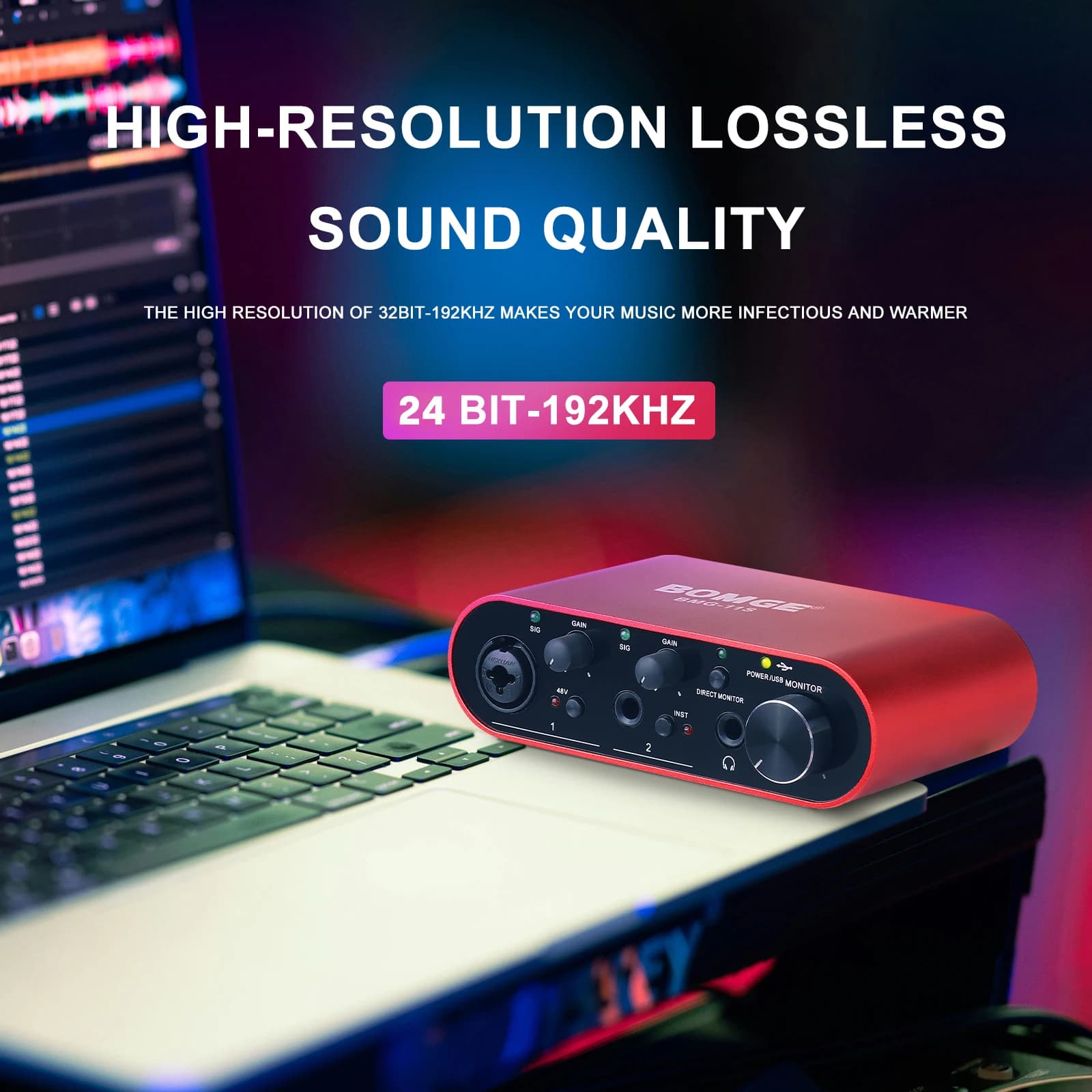 BOMGE BMG-11S USB Focusrite Scarlett Solo Audio Interface Mixer 24 bits/192 kHz Carte son profession