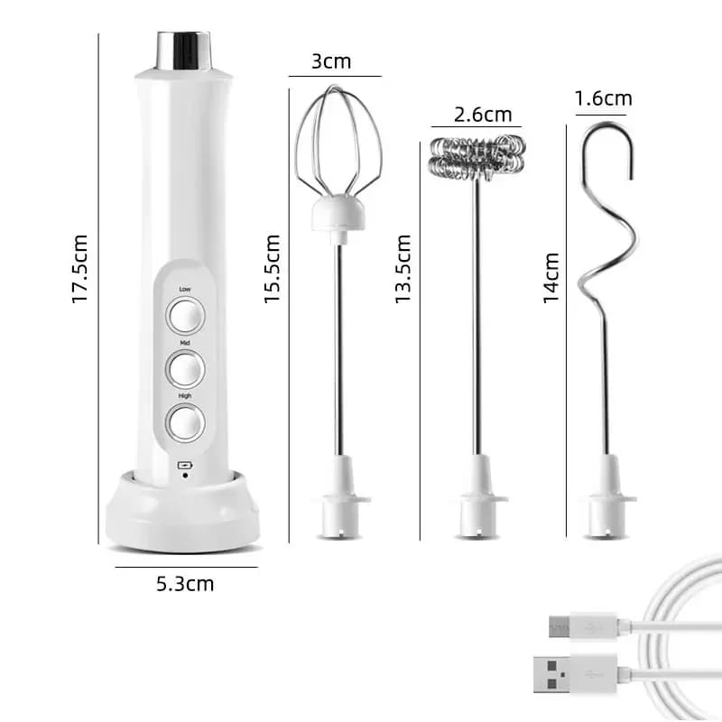 Mousse de lait électrique sans fil, Rechargeable par USB, 3 vitesses, pour Latte, Cappuccino, chocol