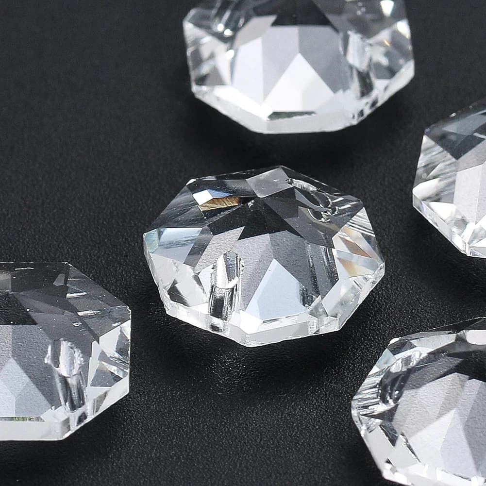 Perles octogonales en cristal 3D, 14mm, 10 pièces, pièces de rechange pour lustre, pendentif suspend
