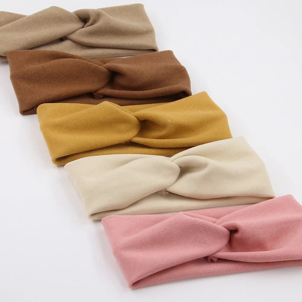 5 pièces/lot solide torsion bébé filles bandeaux cachemire à la main élastique bandeaux automne hive