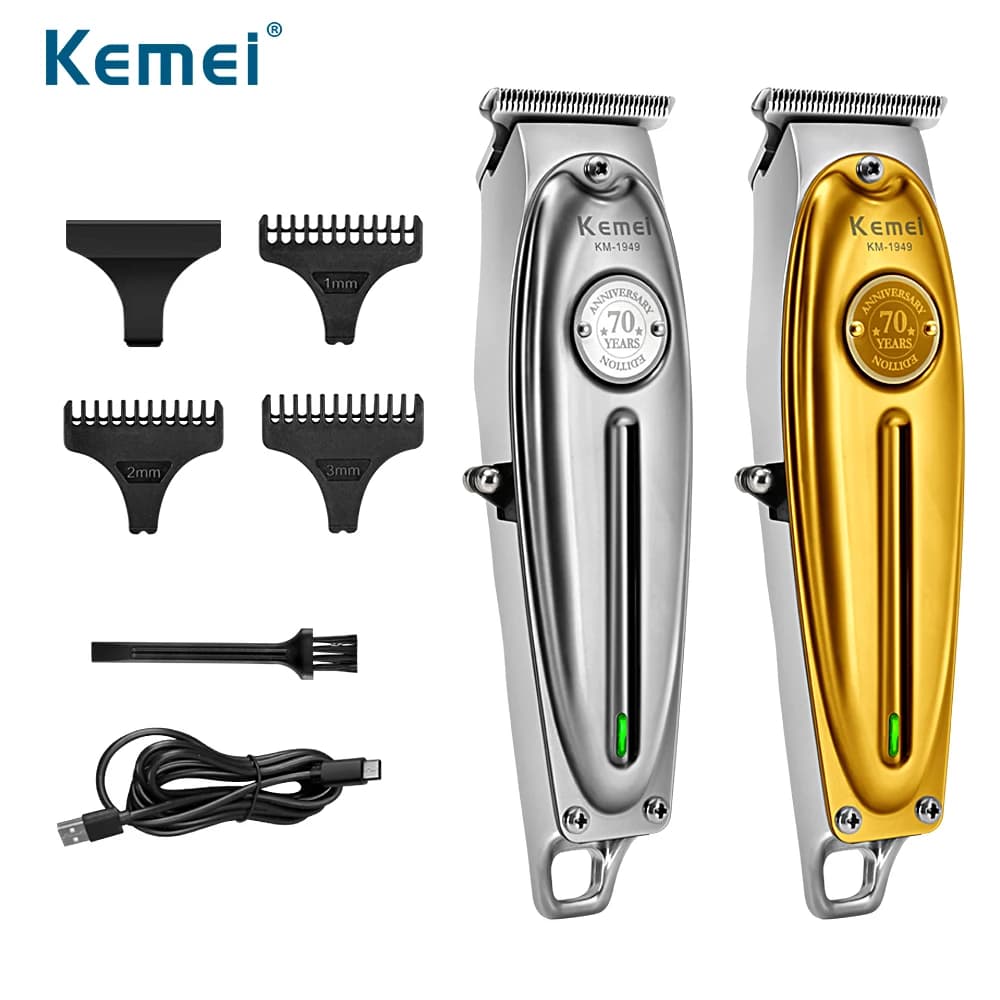 Kemei tondeuse à cheveux professionnelle tout en métal hommes électrique sans fil tondeuse à cheveux