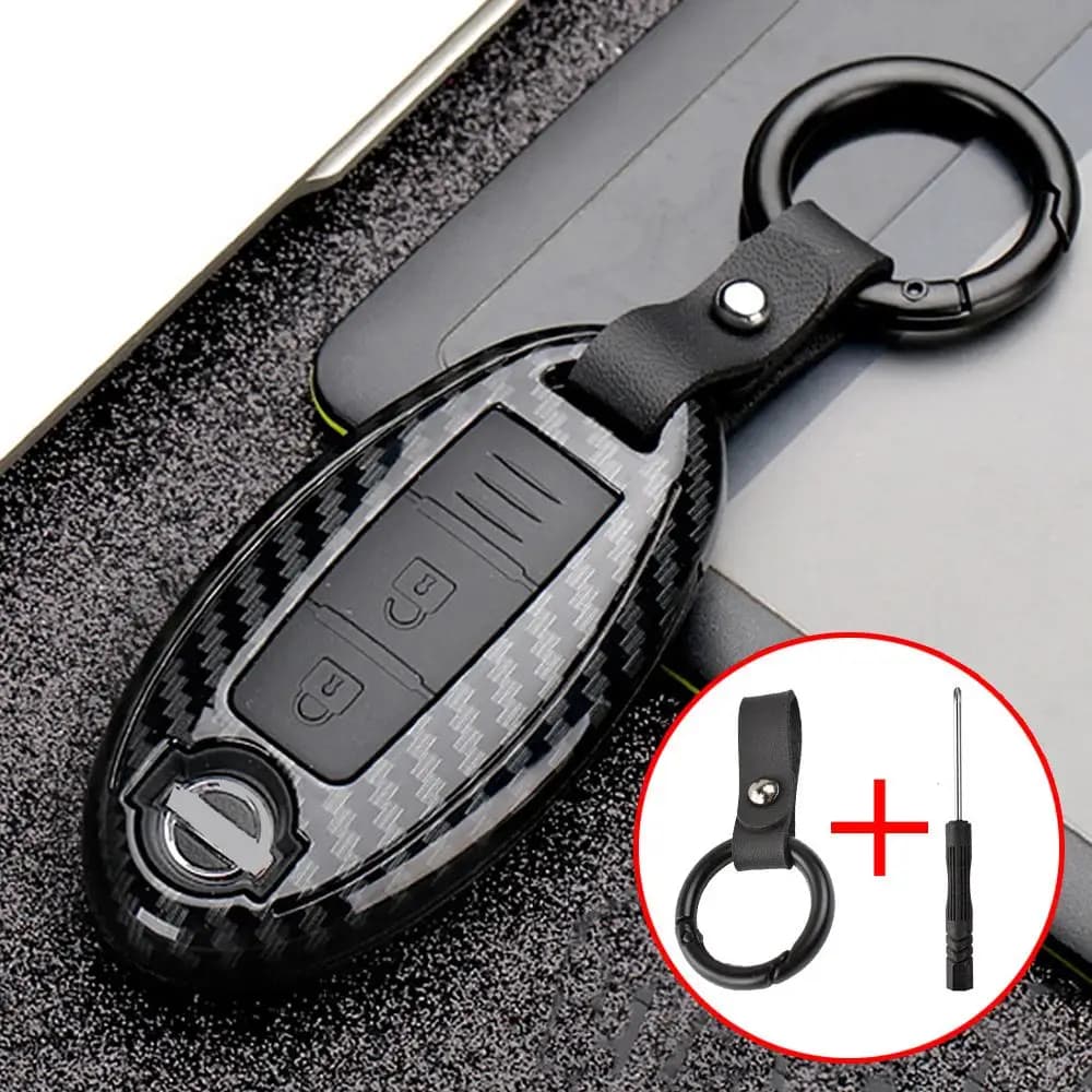 Porte-clés télécommande intelligente à 3 boutons en Fiber de carbone, coque pour Nissan Qashqai Puls