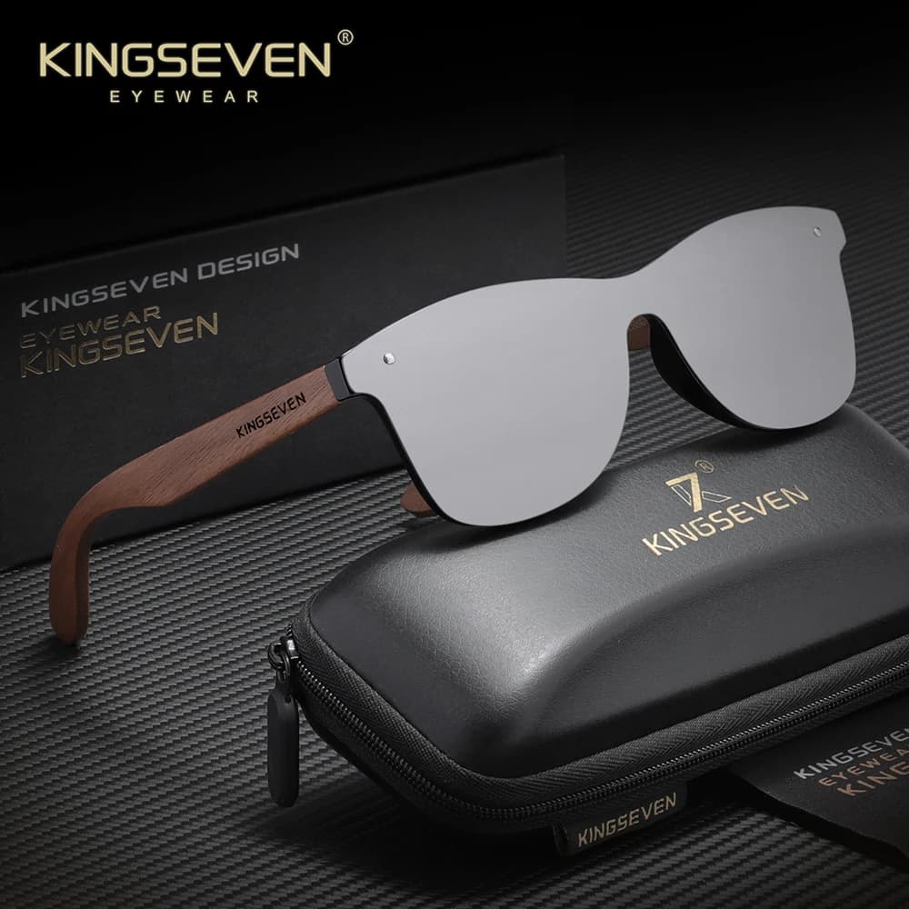 KINGSEVEN mode noyer lunettes de soleil hommes femmes polarisées UV400 lunettes de protection en boi