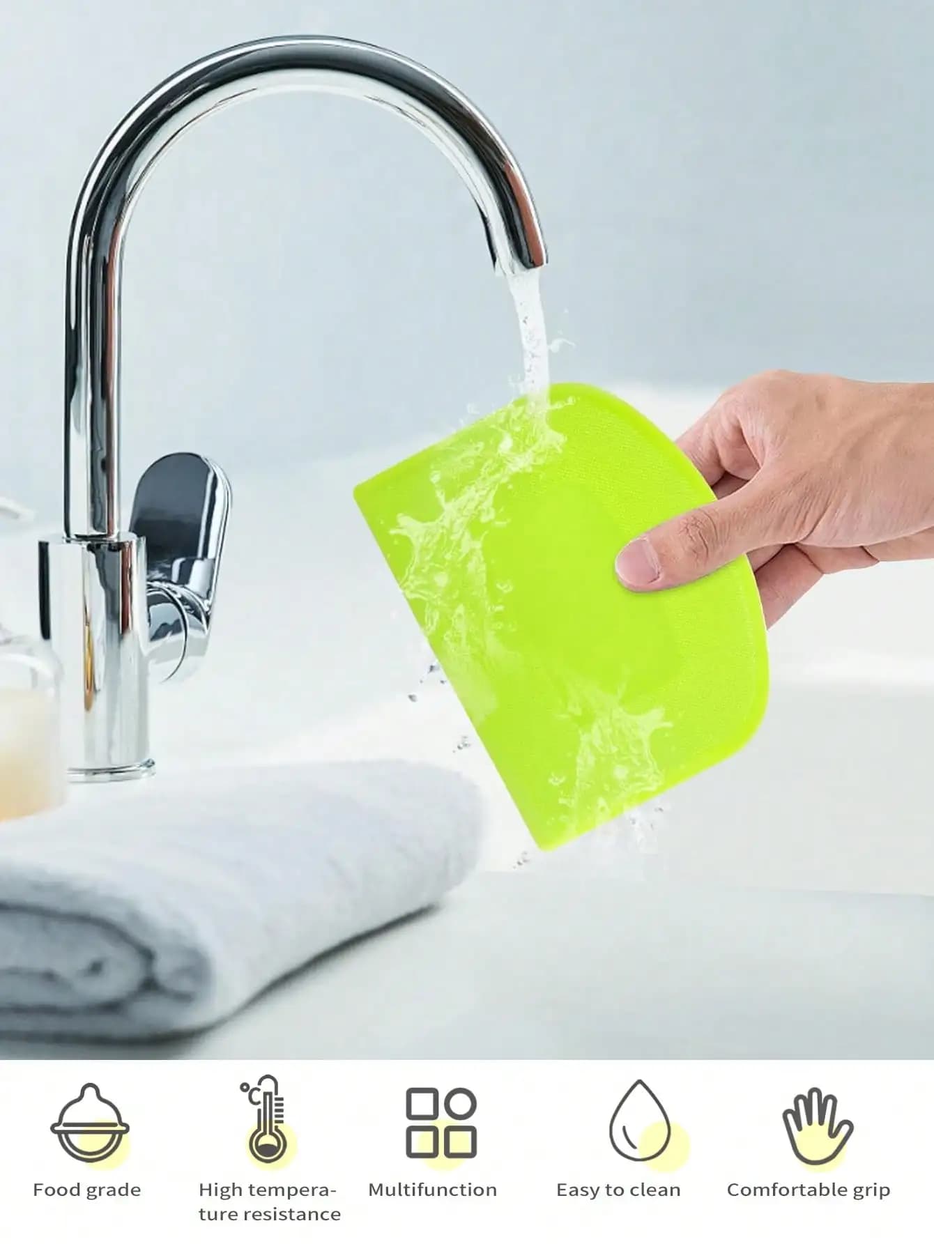 Leeseph 2 pièces bol grattoir à pâte coupe-pâte en plastique sûr aux aliments banc Flexible grattoir