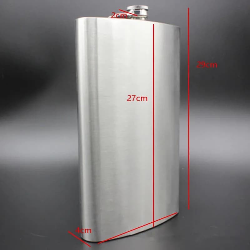 Flacon de hanche Portable en acier inoxydable de 64oz, Pot de vin de whisky, couvercle en cuir, bout