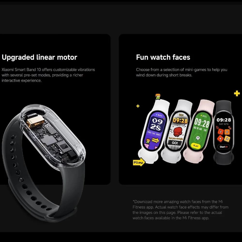 Version mondiale Xiaomi Smart Band 10, 150+ modes sportifs, surveillance du sommeil, écran AMOLED de