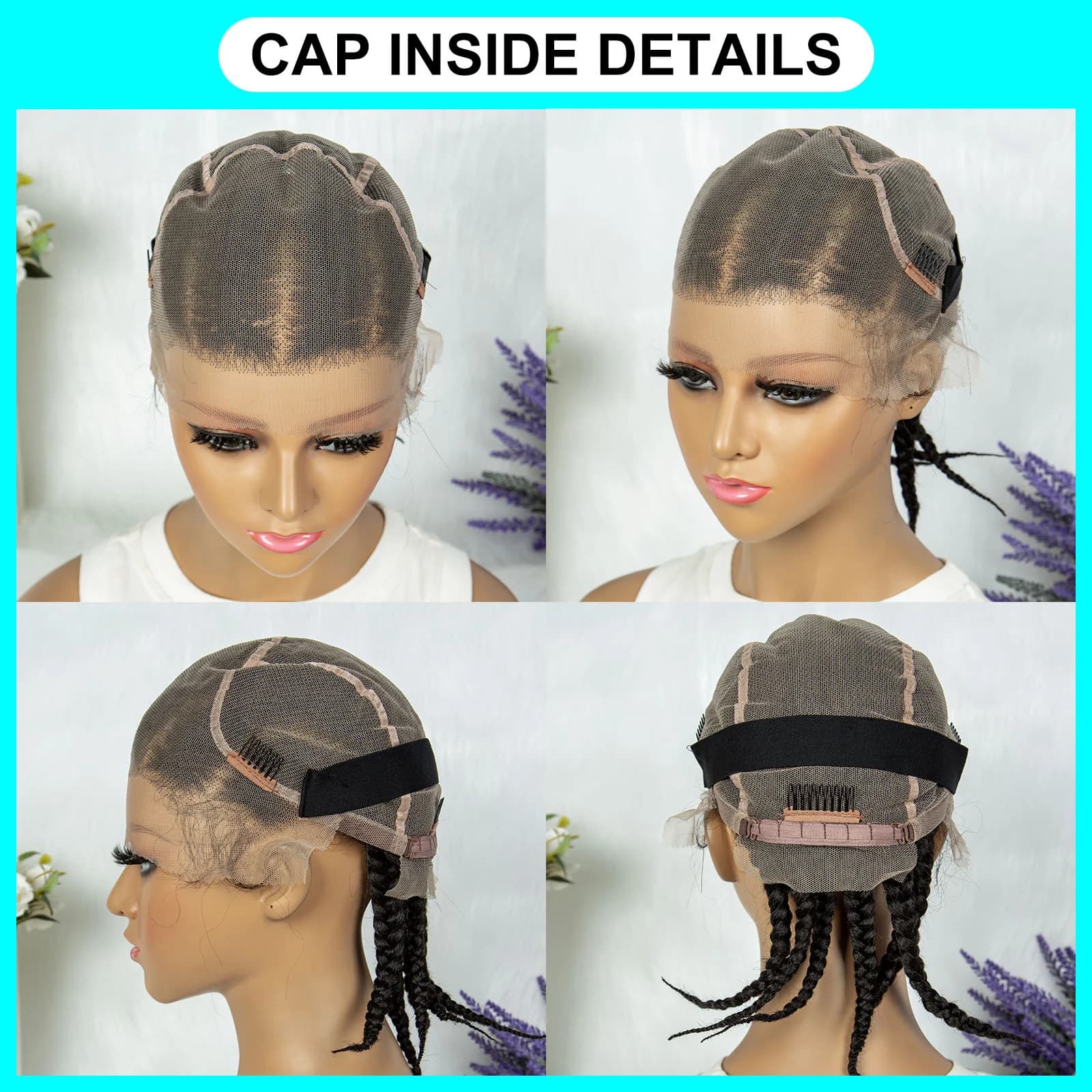 Perruques tressées synthétiques Full Lace de 14 pouces, tresses Cornrow avec cheveux de bébé, tresse