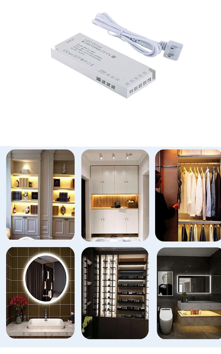Transformateur de bande lumineuse d'armoire LED, alimentation d'éclairage, Port DuPont, 24W 36W 60W 