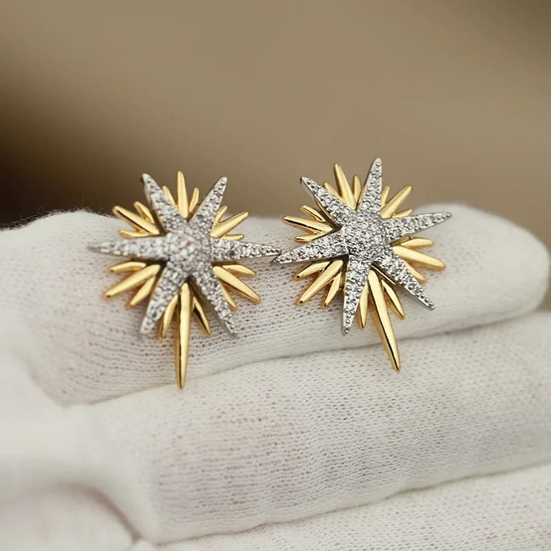 Boucles d'oreilles étoile en zircone pour femmes, nouveau Design de vue, marque de mode, fleur en cr