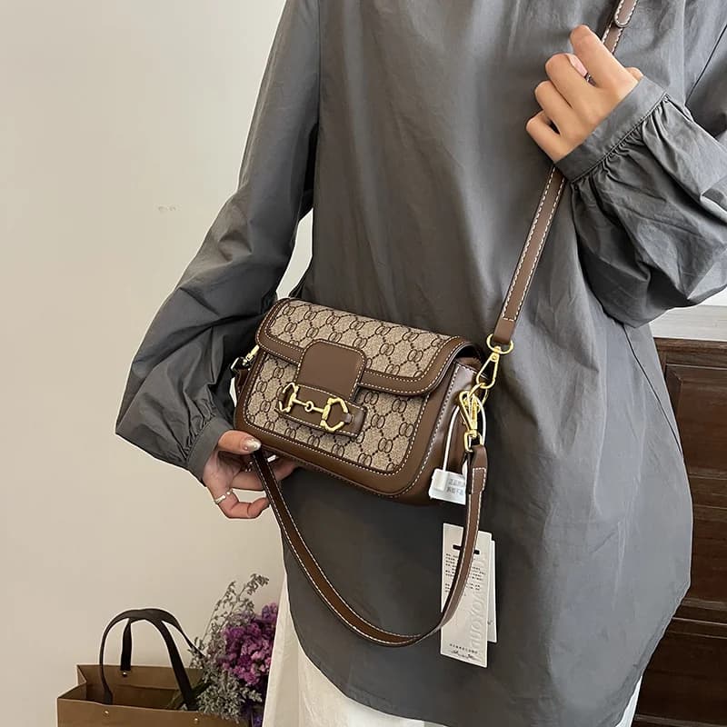 Sac bandoulière vintage imprimé Horsebit pour femme, collection Printemps 2026 - Petit sac à bandoul