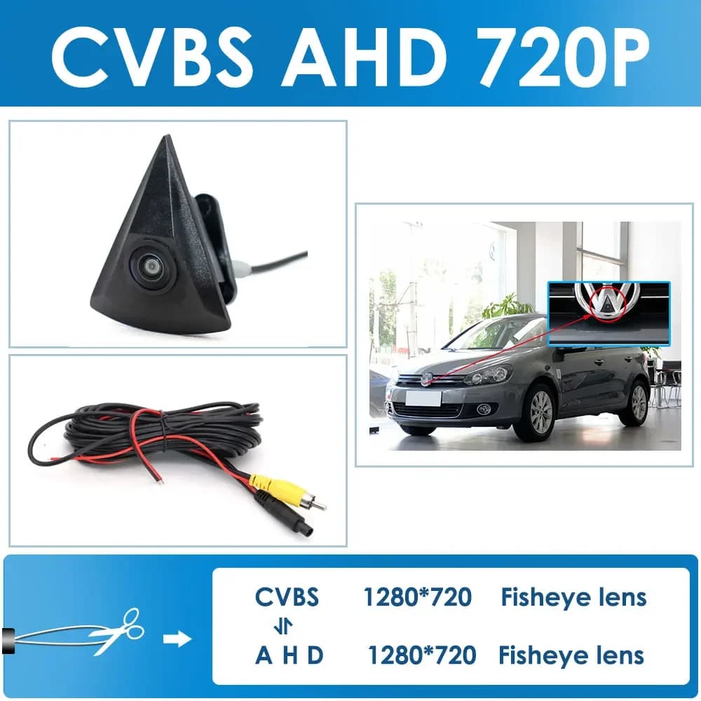 AHD 1080P caméra de vue avant dorée pour Golf 4 5 6 7 MK4 MK5 MK6 MK7 Passat B6 B8 CC Polo 6R T4 T5 