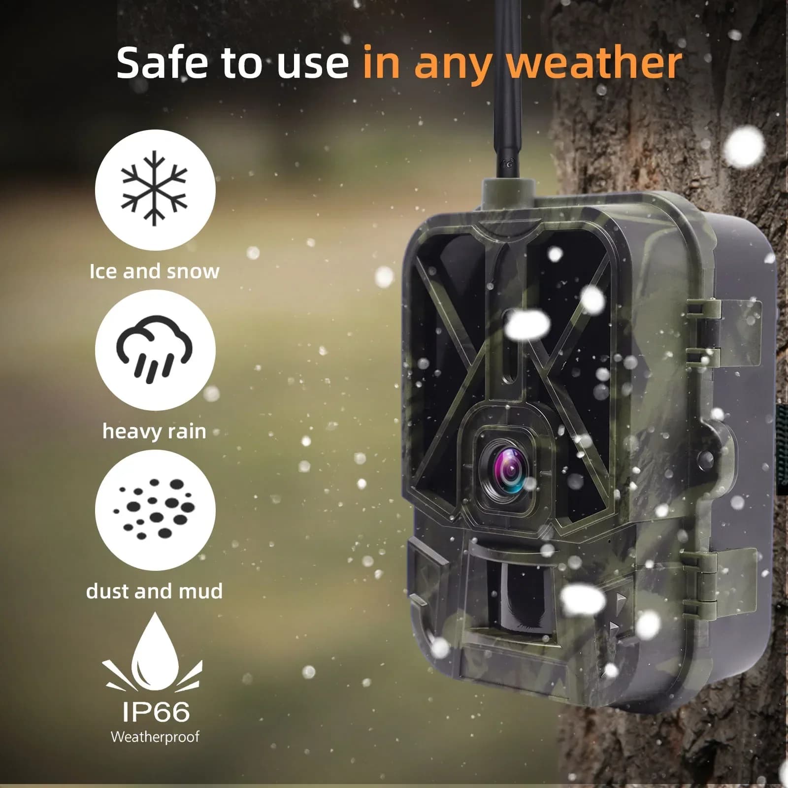 Caméra de chasse 4G 30MP avec vision nocturne, application de diffusion en direct 4K, service cloud,