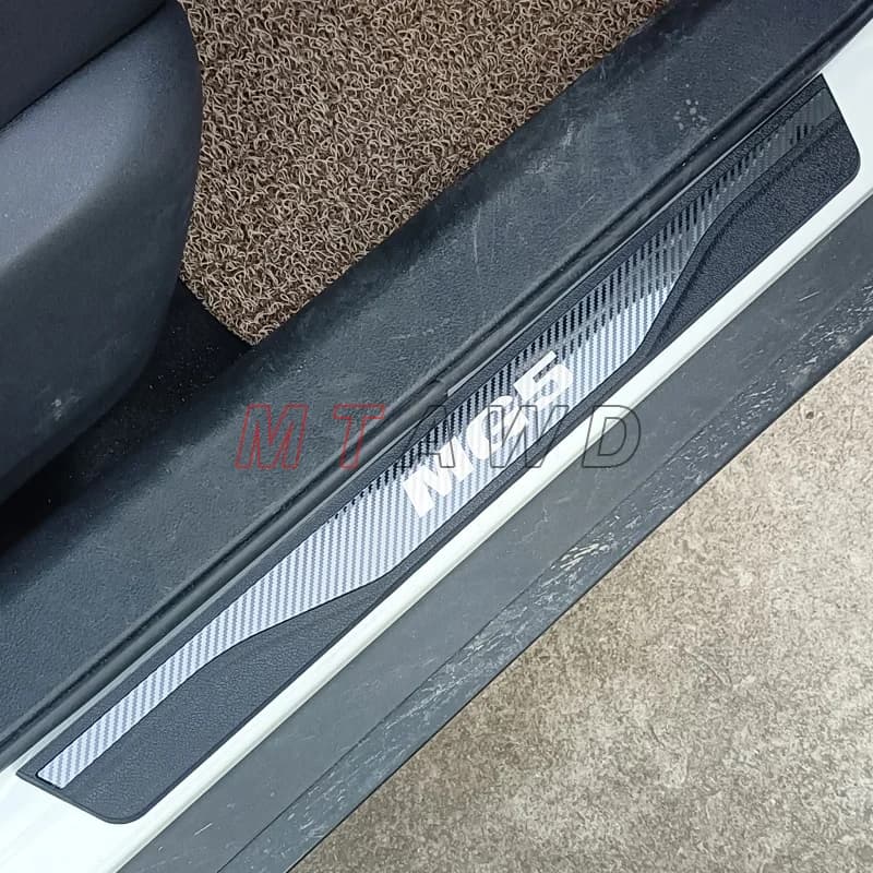 Plaque de seuil de porte de voiture en carbone inoxydable, protection de pédale de protection, revêt