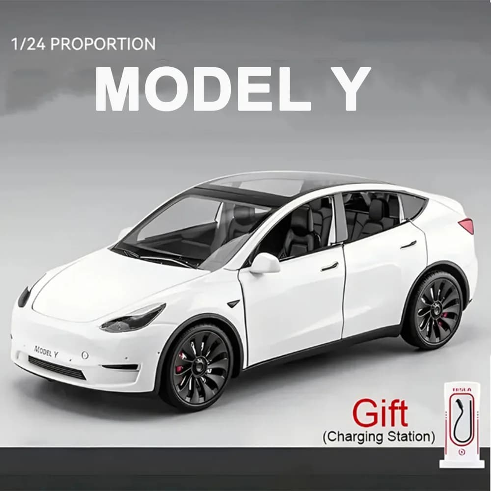 Modèle Y en alliage moulé sous pression, échelle 1/24, modèles de Simulation de voiture avec son et 