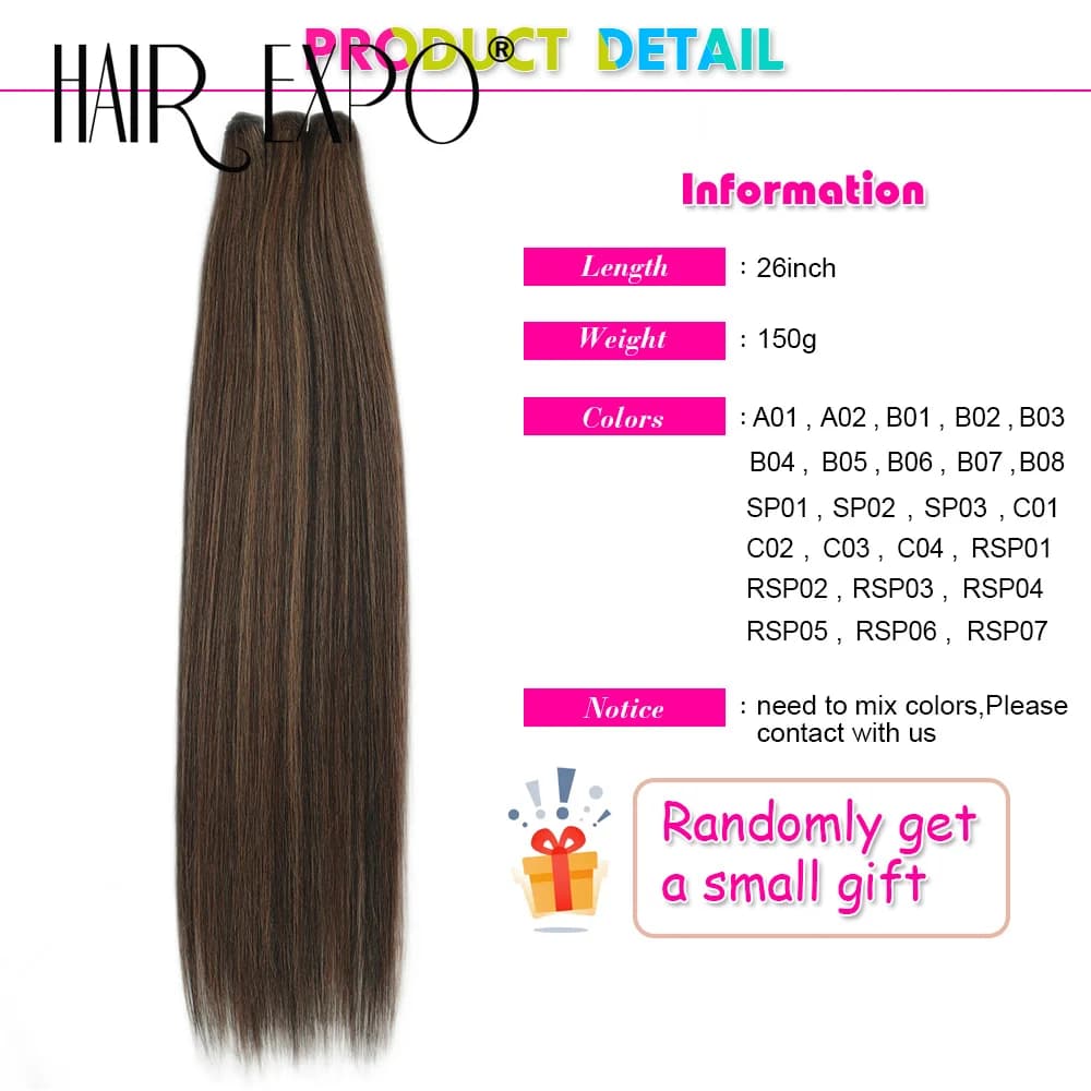 Mèches synthétiques lisses Bio 26 pouces, Extensions capillaires naturelles douces et résistantes à 