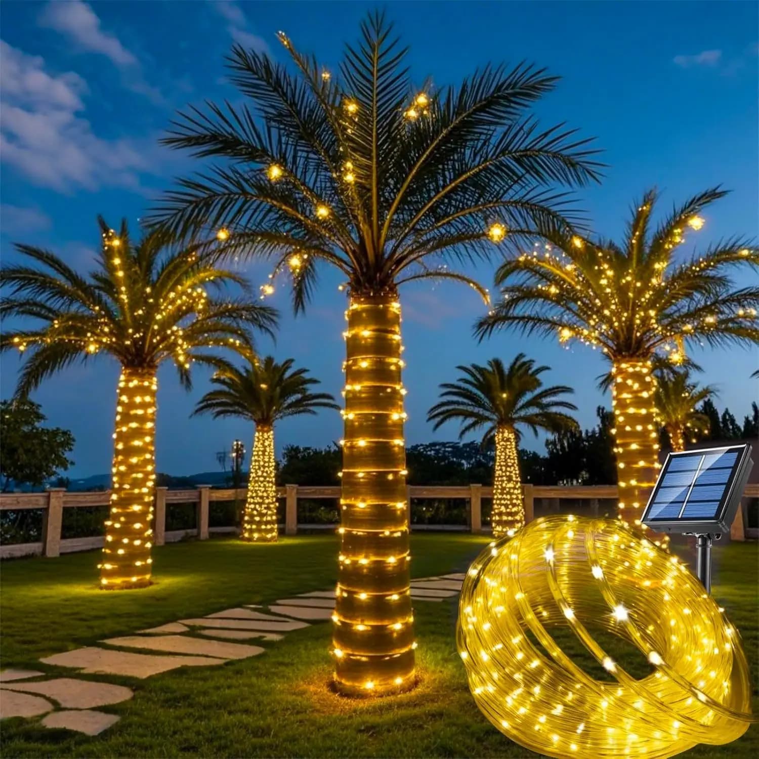 Guirlande solaire d'extérieur étanche, bande LED, Tube, guirlande féerique de noël, pour jardin, arb