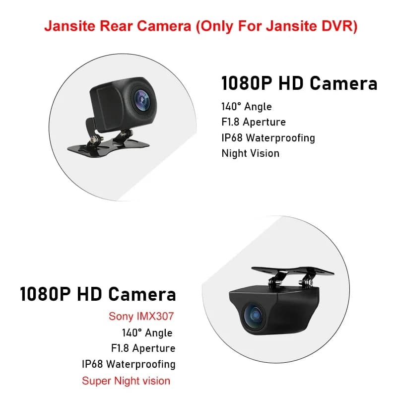Jansite 1080P HD caméra arrière Vision nocturne caméra uniquement pour jansite Dash cam large flux d