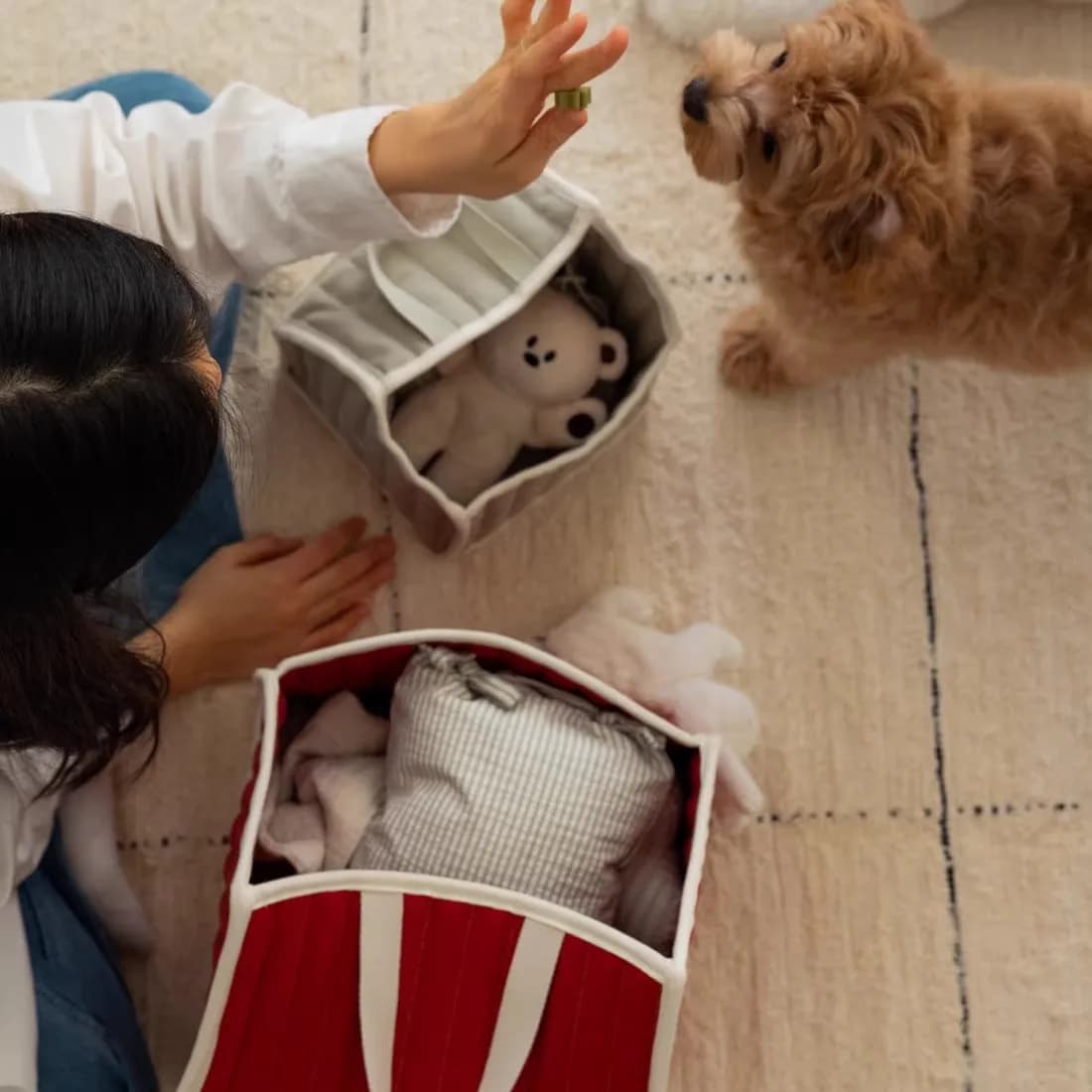 Sac de rangement en coton style maison, organisateur de vêtements et jouets pour bébé, grande capaci