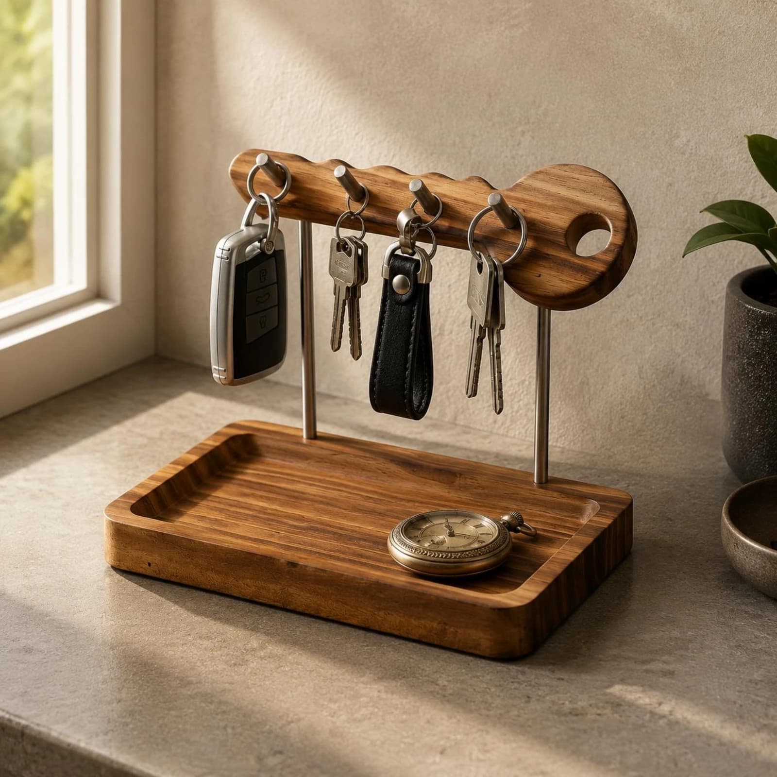Porte-clés en bois massif, organisateur de clés, support de rangement pour la maison, multi-crochets