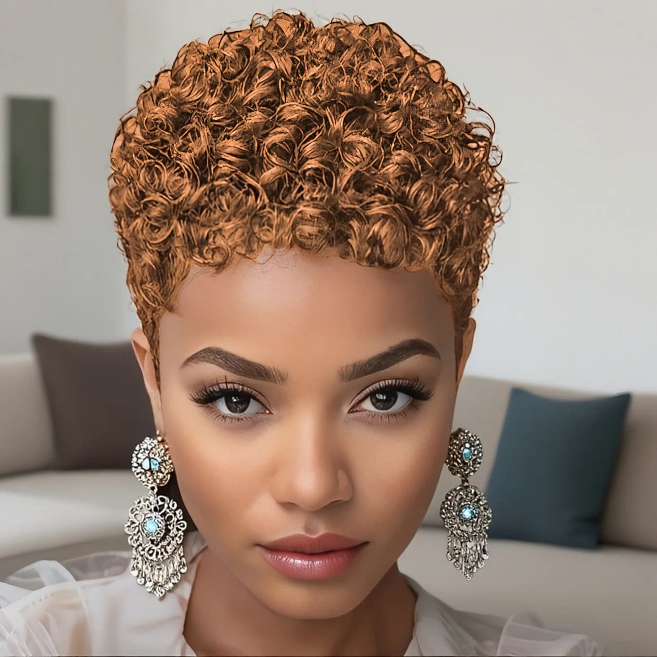 Perruques Afro courtes crépues bouclées perruque de cheveux humains coupe lutin Wi perruque courte p