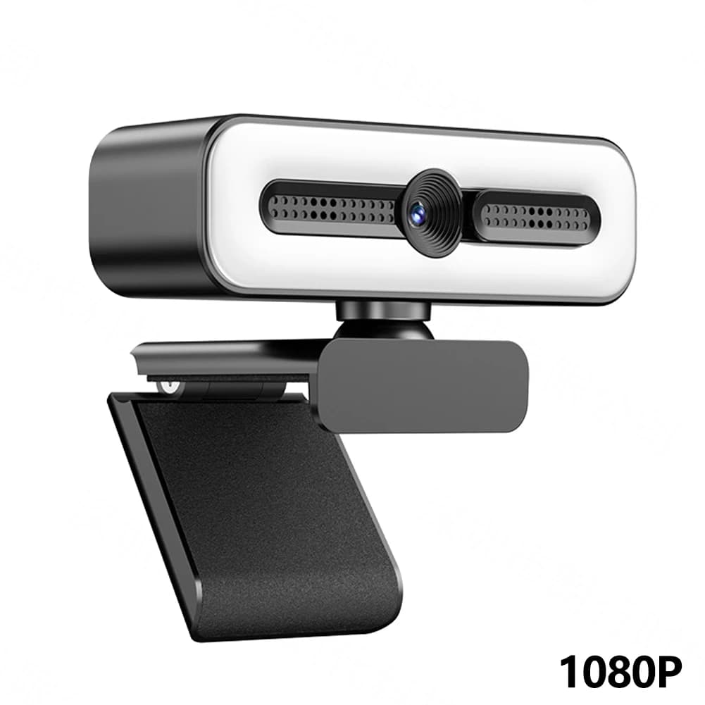 Webcam PC portable Full HD 4K 1080P avec microphone et lumière, webcam flexible pour diffusion en di