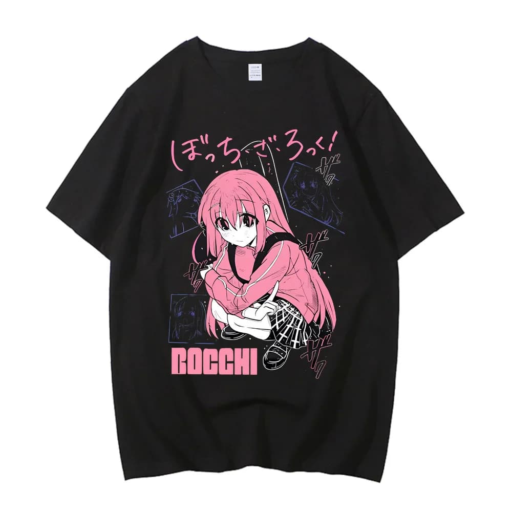 BOCCHI THE ROCK-T-shirt à Manches Courtes en Coton, Streetwear Décontracté de Haute Qualité, Unisexe