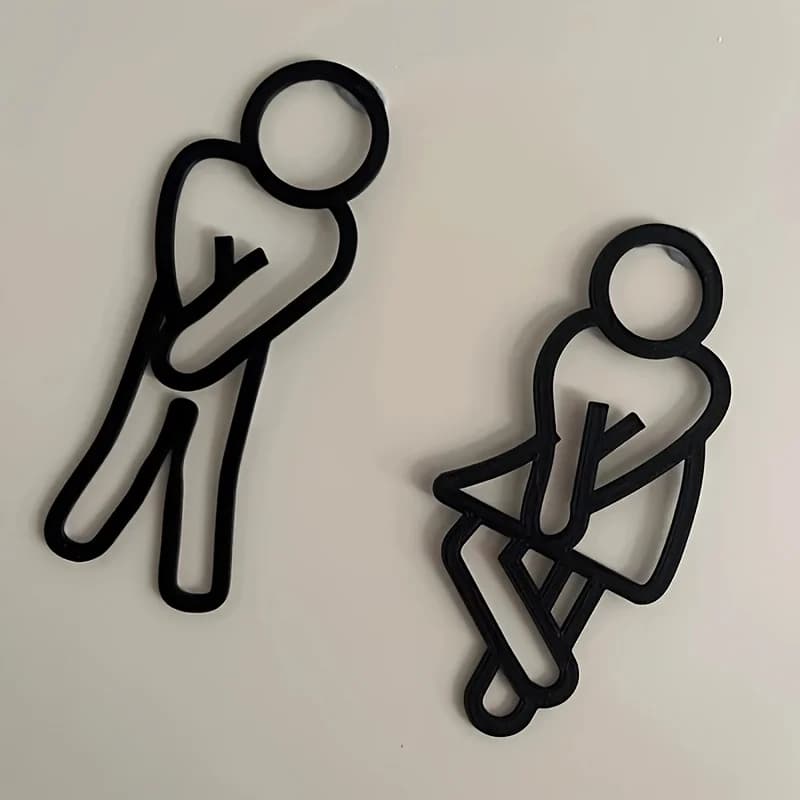 2DPlane, panneau de salle de bain amusant – Panneaux de toilettes pour hommes et femmes – Décoration