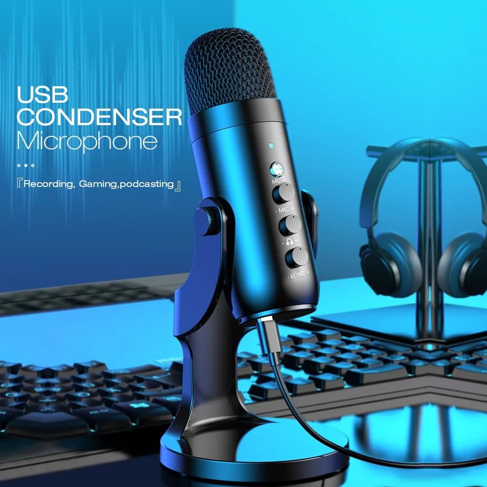 Haomuren Microphone USB pour PC Mac enregistrement de jeu Streaming Podcast, micro à condensateur po