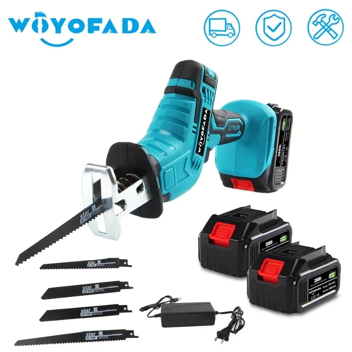 Scie alternative sans fil 18V tronçonneuse à vitesse réglable bois métal PVC tuyau coupe scie altern