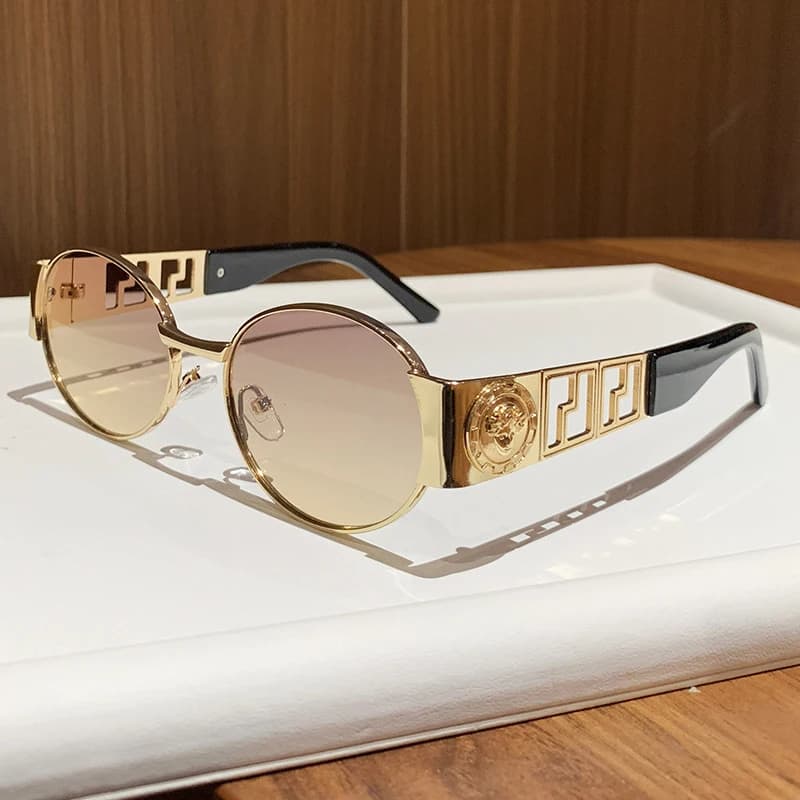 Lunettes de soleil ovales en métal, Style Vintage, monture complète, unisexe, à la mode, prêtes pour