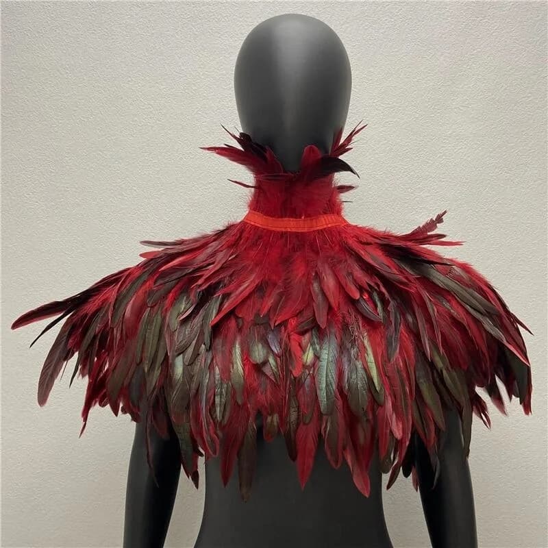 Manteau Gothique Punk pour Femme, Cape Initiée, ixEverak, Plume, Vêtements de Bal, Châle, Plumes, Co