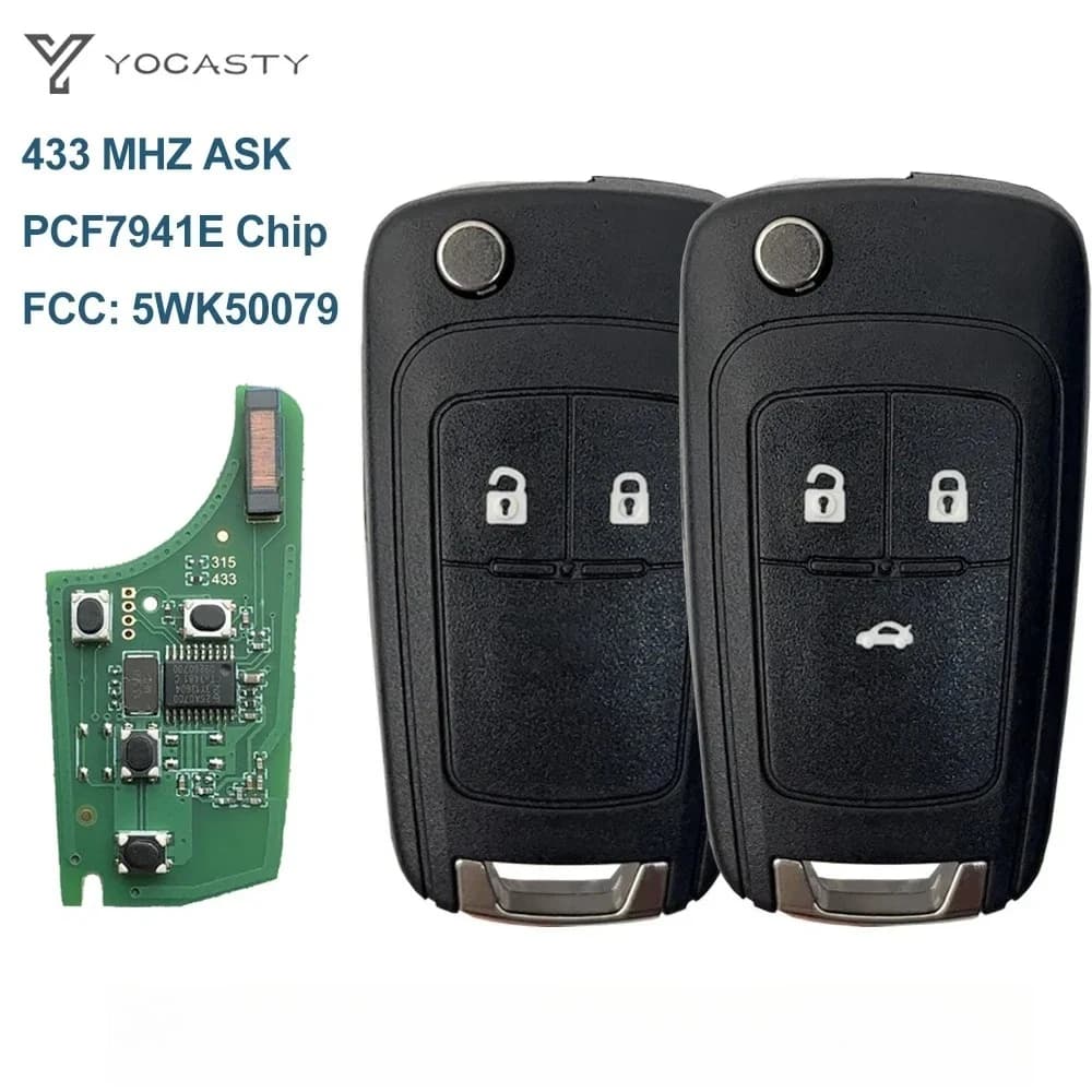 YOCASTY 433MHz PCF7941E clé de voiture à distance pour 2009 - 2017 Chevrolet Opel Vauxhall Astra J C