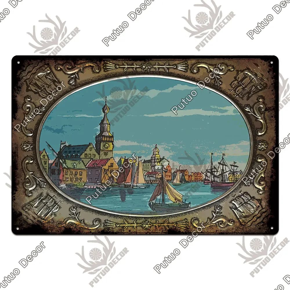 Putuo – panneau de Navigation en étain, signes métalliques, Art de rêve nautique Vintage pour plage,