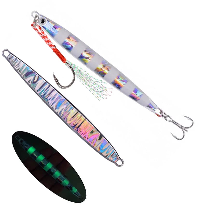 1Pc Long métal gabarit leurre de pêche coulée lente gabarits cuillère 10G 20G 30G 40G 60G bar de mer