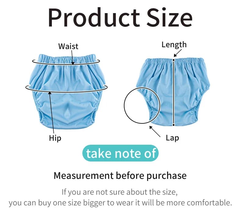 1pc couleur unie imperméable iaper pour adultes lavable réutilisable couche-culotte pantalon anti-fu