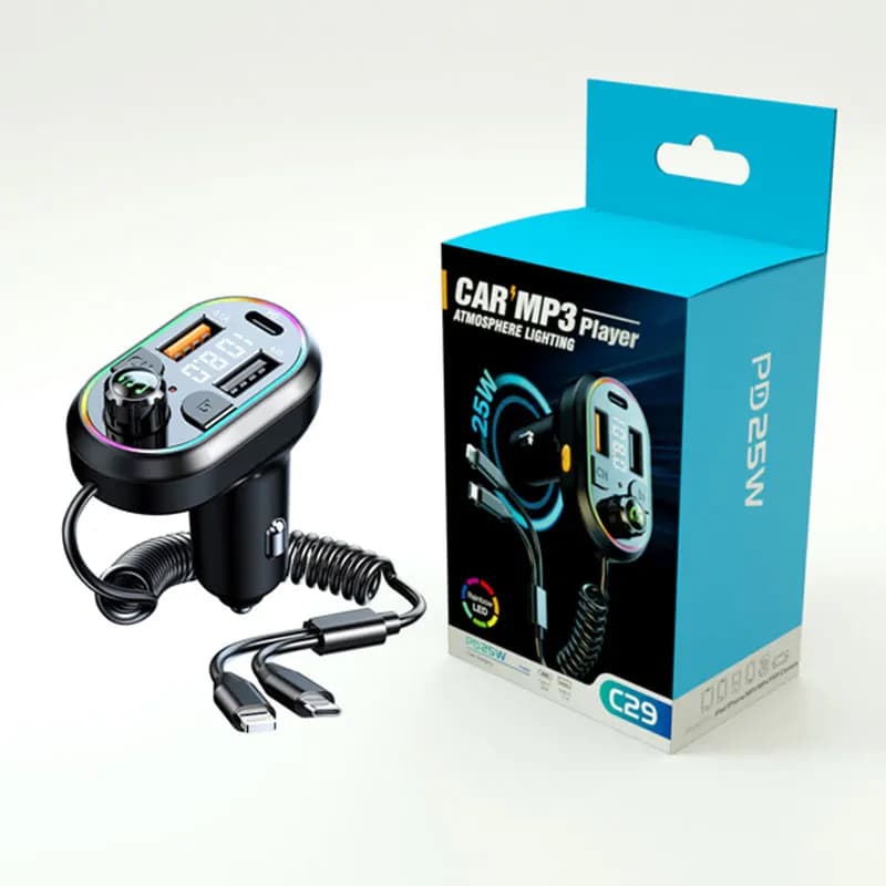 Transmetteur FM Bluetooth 5.0 pour voiture, récepteur Audio sans fil, lecteur MP3 25W PD, Charge rap