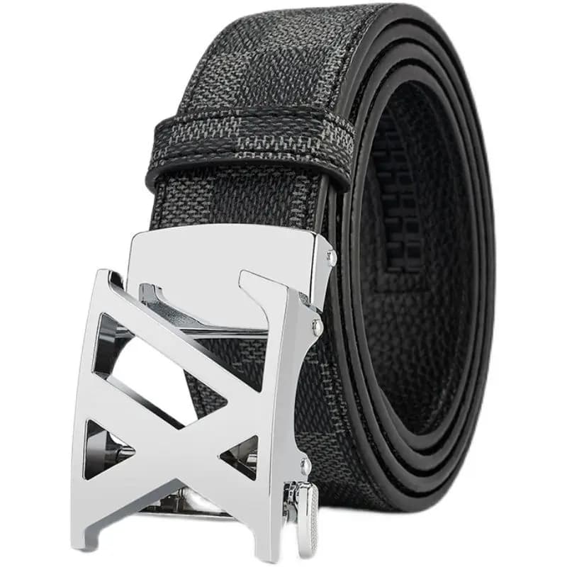 Ceinture à boucle automatique pour hommes avec sangle à motif à carreaux, adaptée aux occasions déco