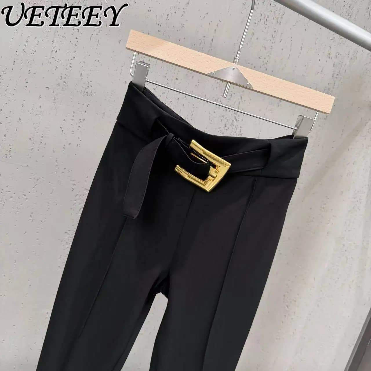 Nouveau pantalon décontracté noir taille haute amincissant pour femme, collection Printemps 2026, av
