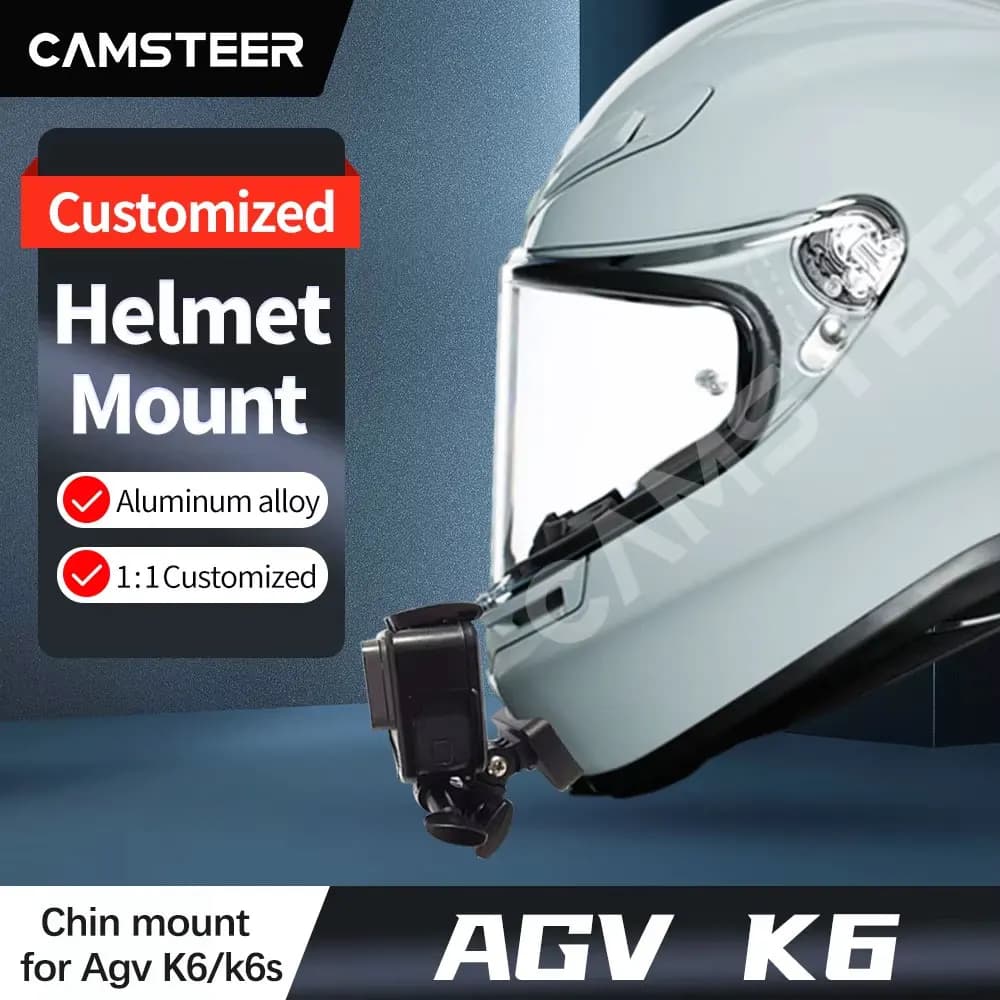 Support de mentonnière personnalisé en aluminium pour casque AGV K6, compatible avec les caméras GoP