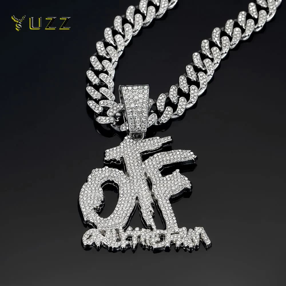 Collier chaîne cubaine avec pendentif lettre anglaise OTF, mode Hip Hop, adapté à un usage quotidien