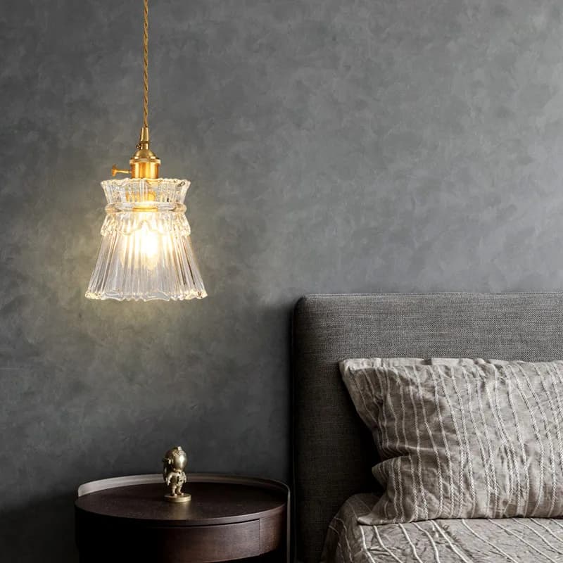 Vintage Noridc ondulations verre suspension lampe chambre salle à manger cuisine rétro pendentif lum
