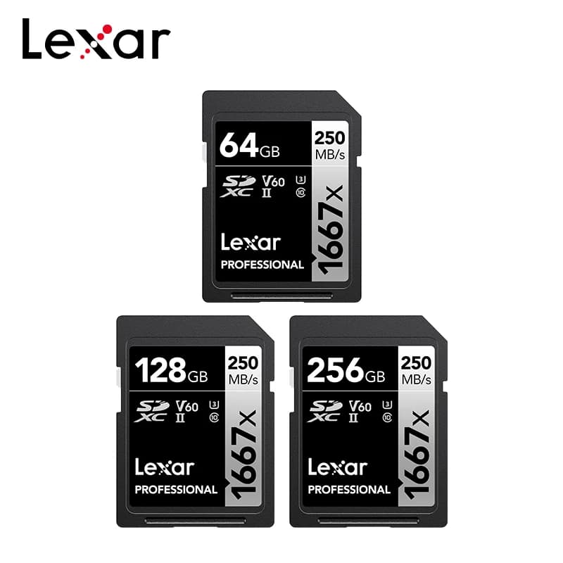 Lexar-Carte SD 100% d'origine pour appareil photo, vitesse de lecture 1667x, jusqu'à 128 MBumental, 