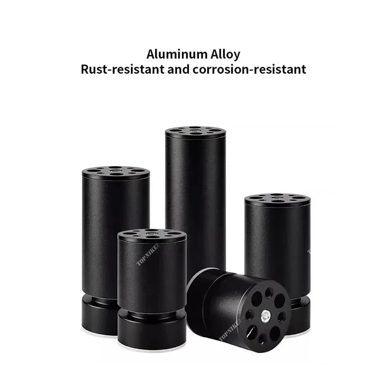 Pied de Meuble Réglable en Aluminium Noir, Support de Meuble TV, Table Basse, Canapé, Colonne de Dia
