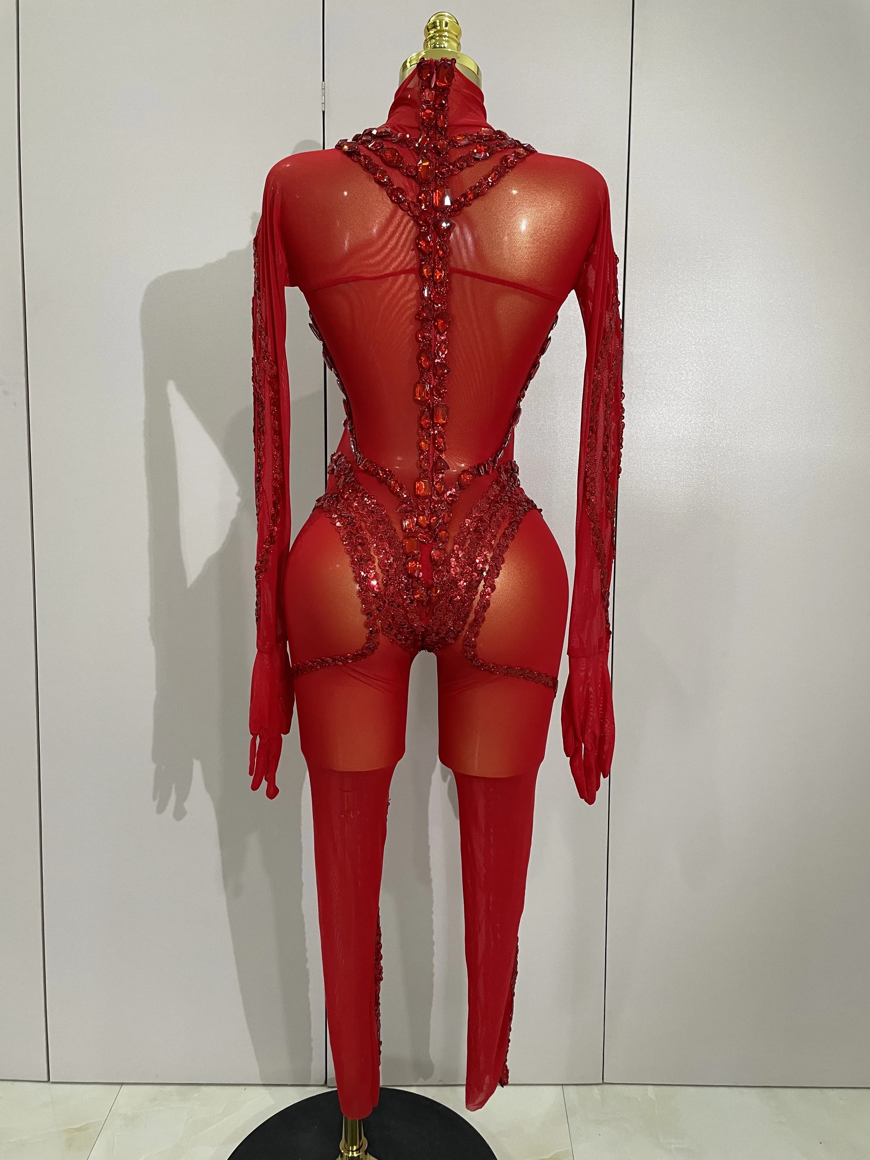 Combinaison de luxe transparente en maille transparente pour femmes, diamants scintillants et paille
