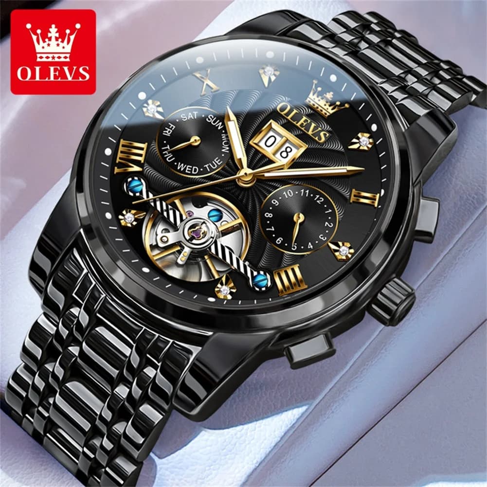 OLEVS classique hommes montres Tourbillon multi-fonction entièrement automatique hommes montre haut 