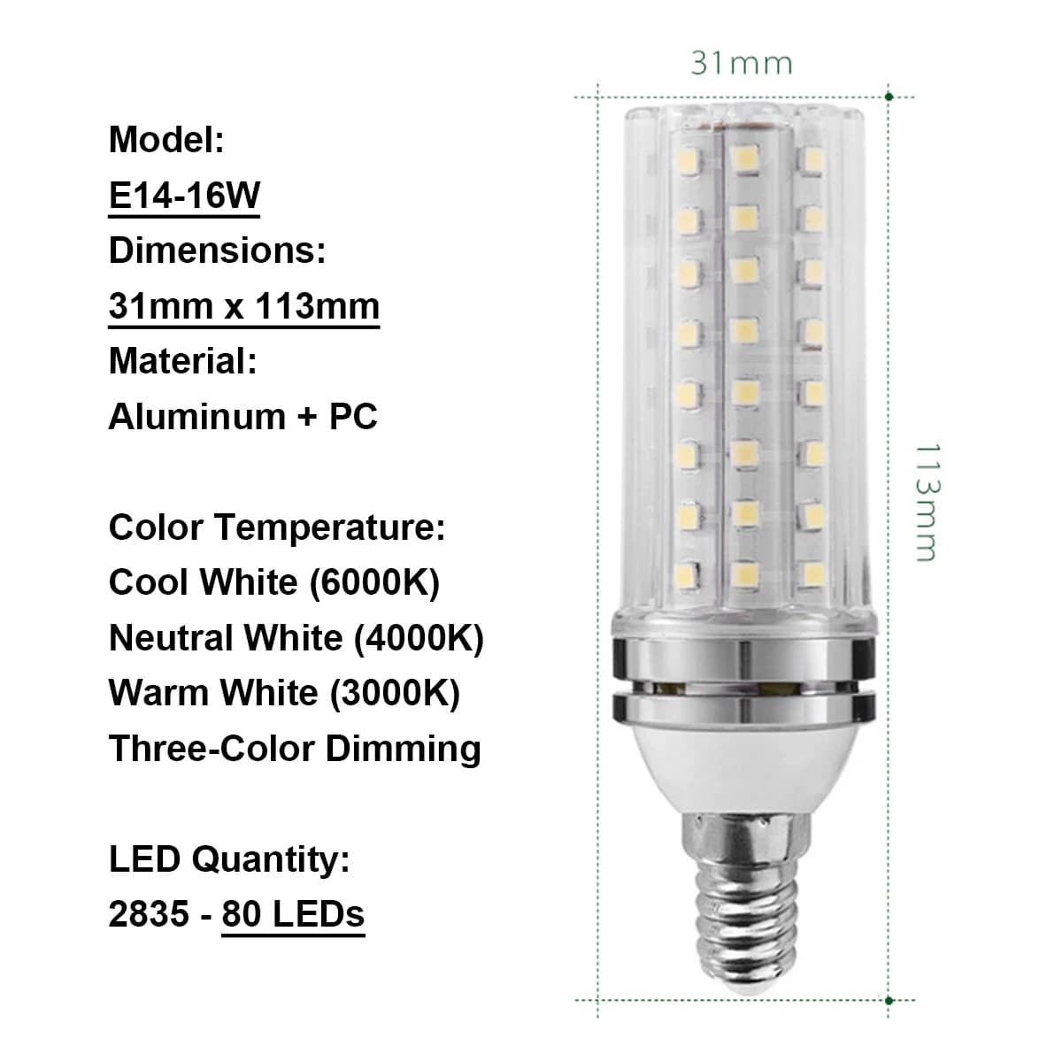 Ampoule LED E14/E27 16w/20w/24w, lampe épis de maïs 220V-230V, sans scintillement, lustre, lumière c