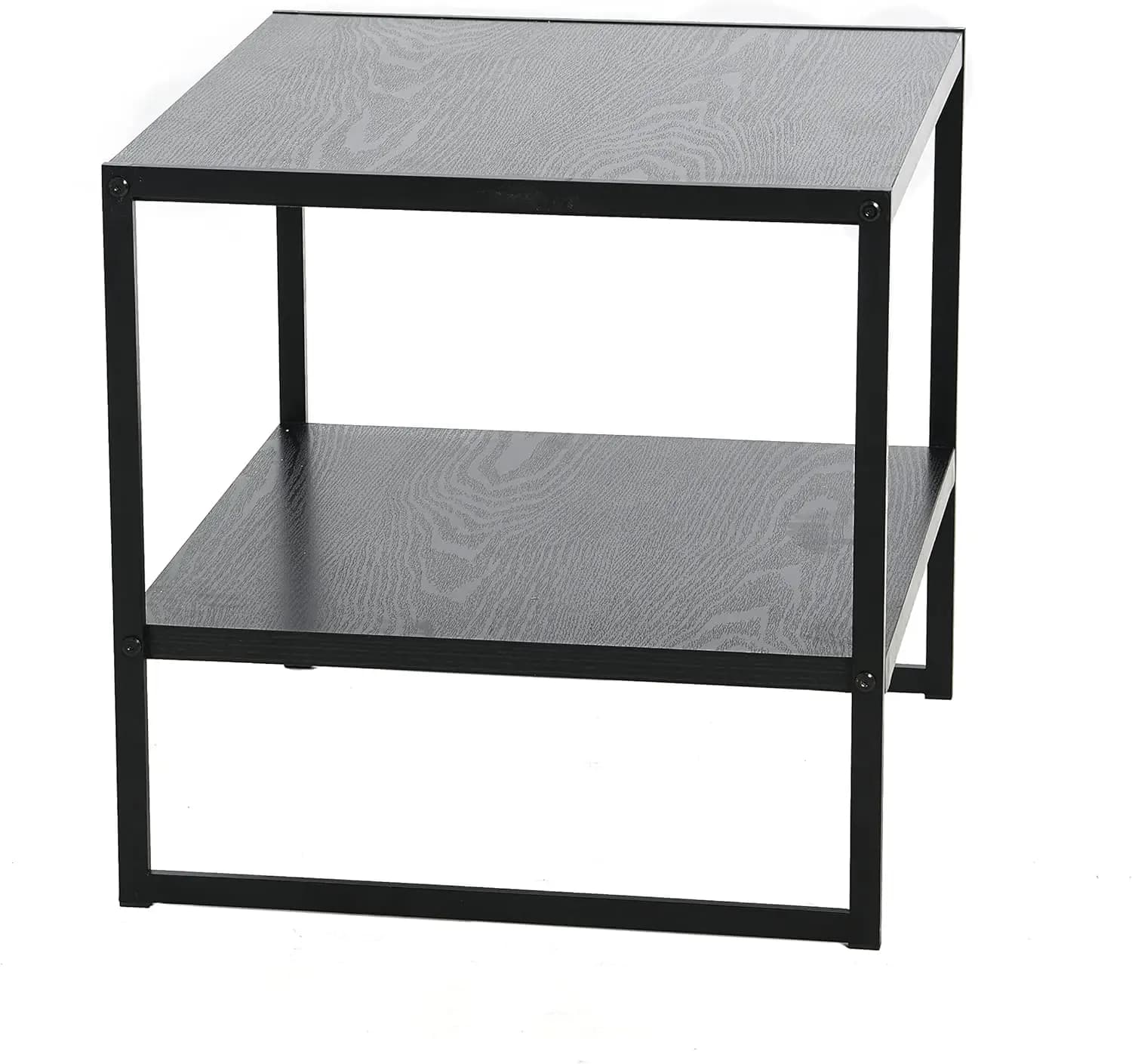 Essentials Jamestown Table d'appoint carrée avec étagère de rangement grain de bois de chêne noir et