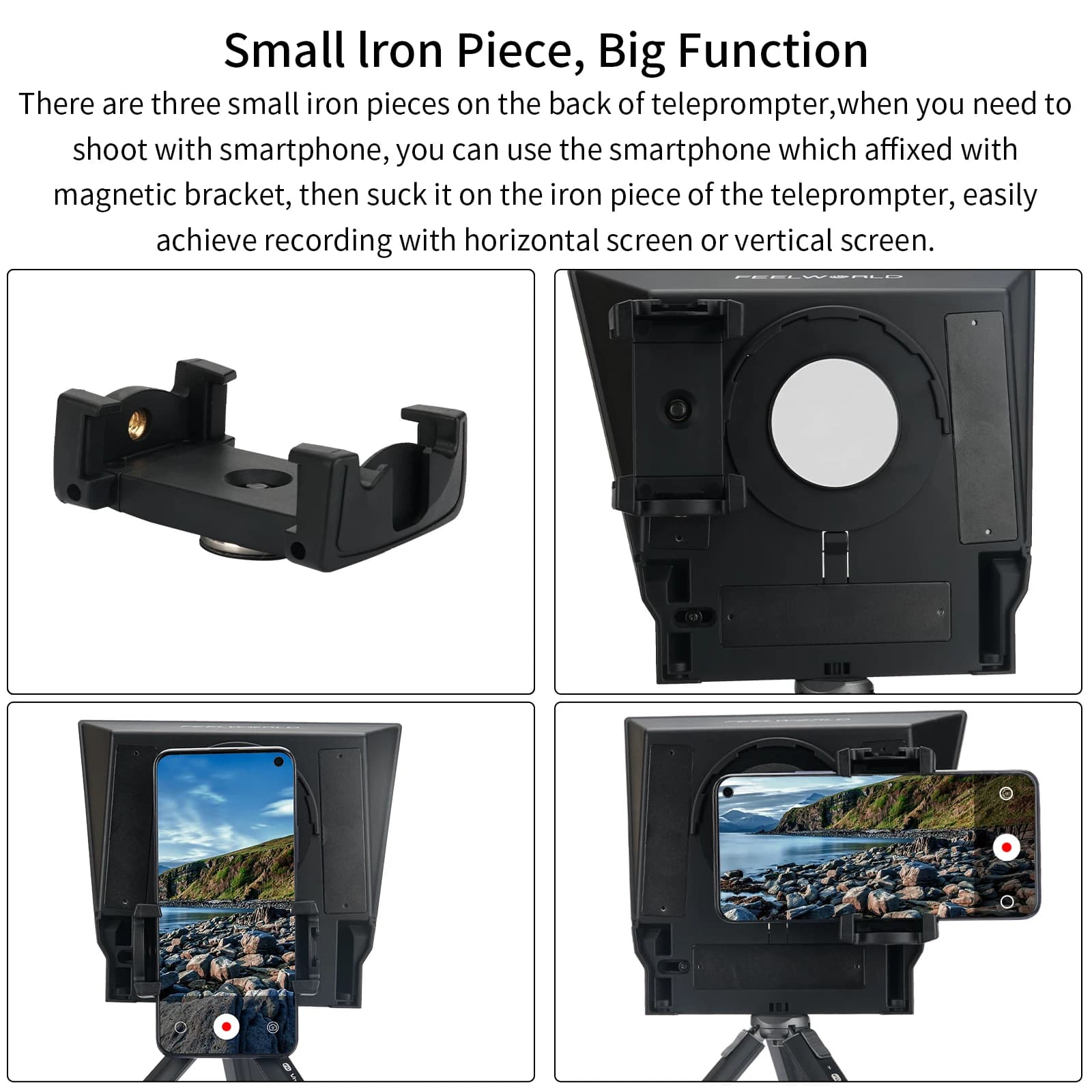 FEELWORLD – téléprompteur Portable TP2A, supporte moins de 8 pouces, prise de vue DSLR, Smartphone/t