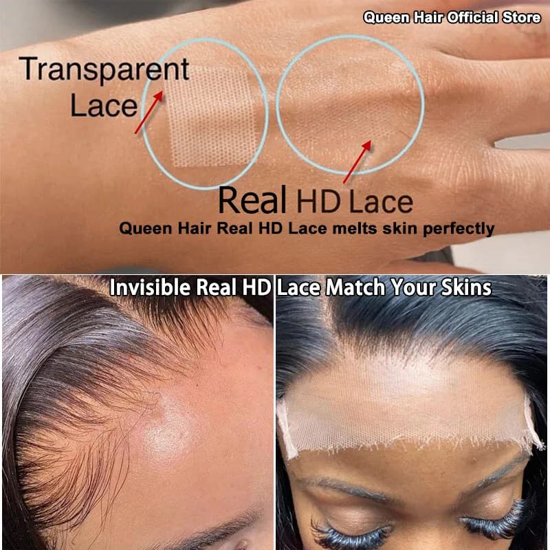 Queen Hair véritable HD Frontal/Closure uniquement en dentelle invisible effet peau fondue 13x6 13x4